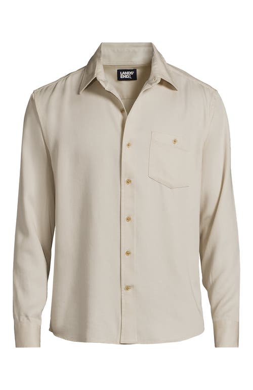 Shop Lands' End Relaxed Twill Shirt In Antique Alabaster