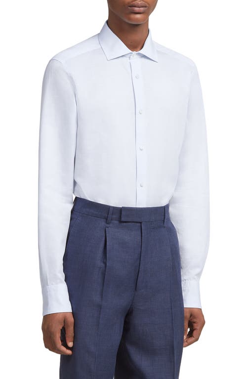 ZEGNA Garment Washed Cotton & Linen Button-Up Shirt at Nordstrom