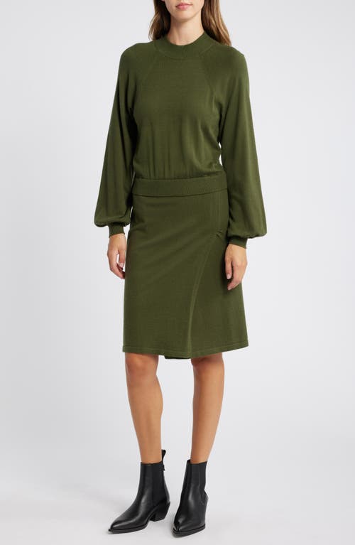 Shop Sam Edelman Two-piece Look Long Sleeve Sweater Dress In Loden