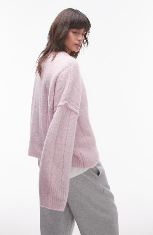 Shop Topshop Crewneck Rib Sweater In Pink