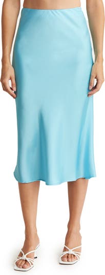  Raincol Womens Skirts Midi Long Length Silk Satin High