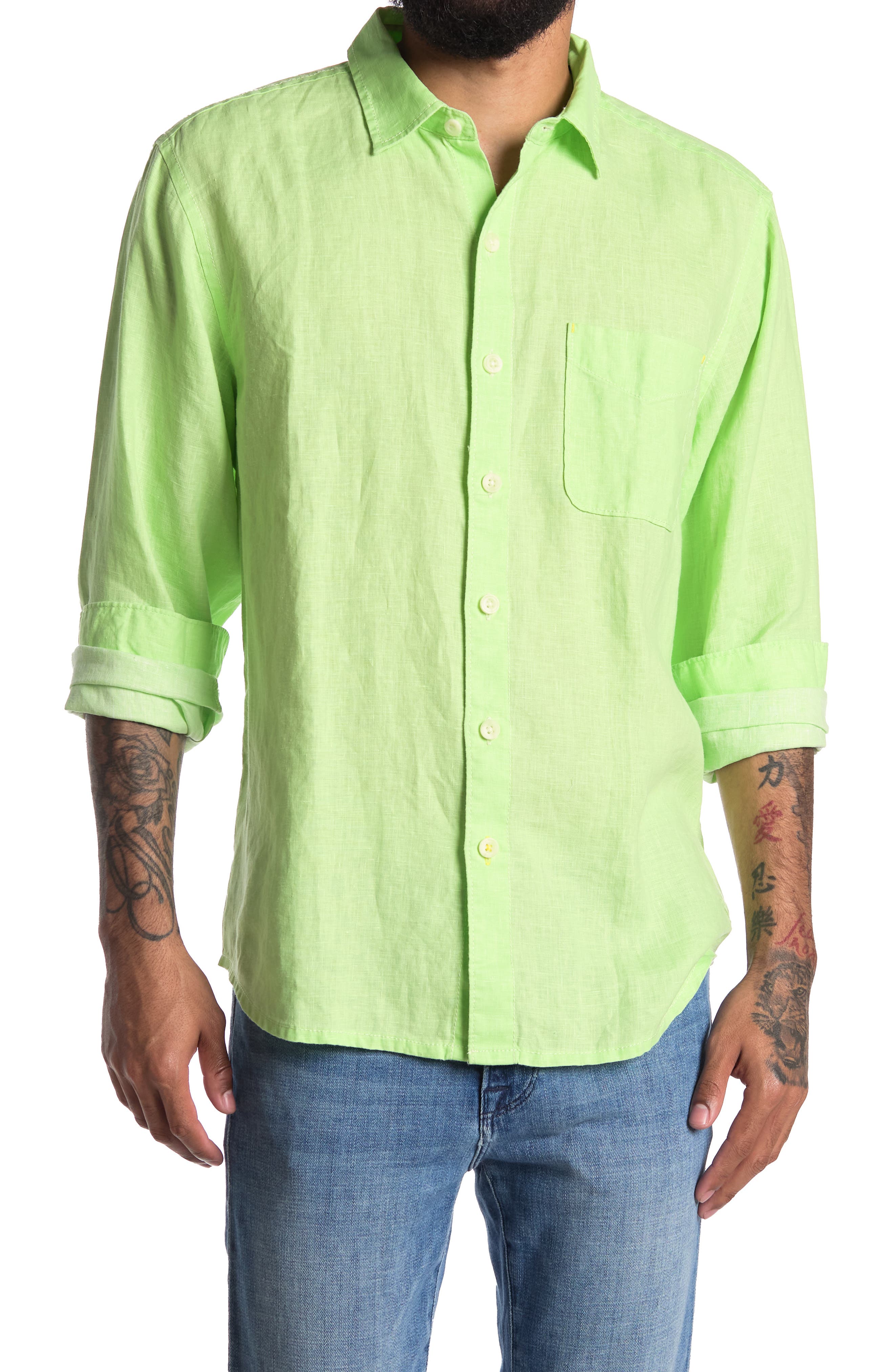 Tommy Bahama Sea Glass Breezer Original Fit Linen Shirt In Glowing Gr