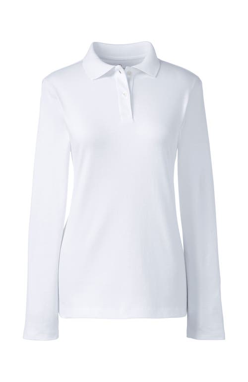 Lands' End School Uniform Long Sleeve Feminine Fit Interlock Polo Shirt In White