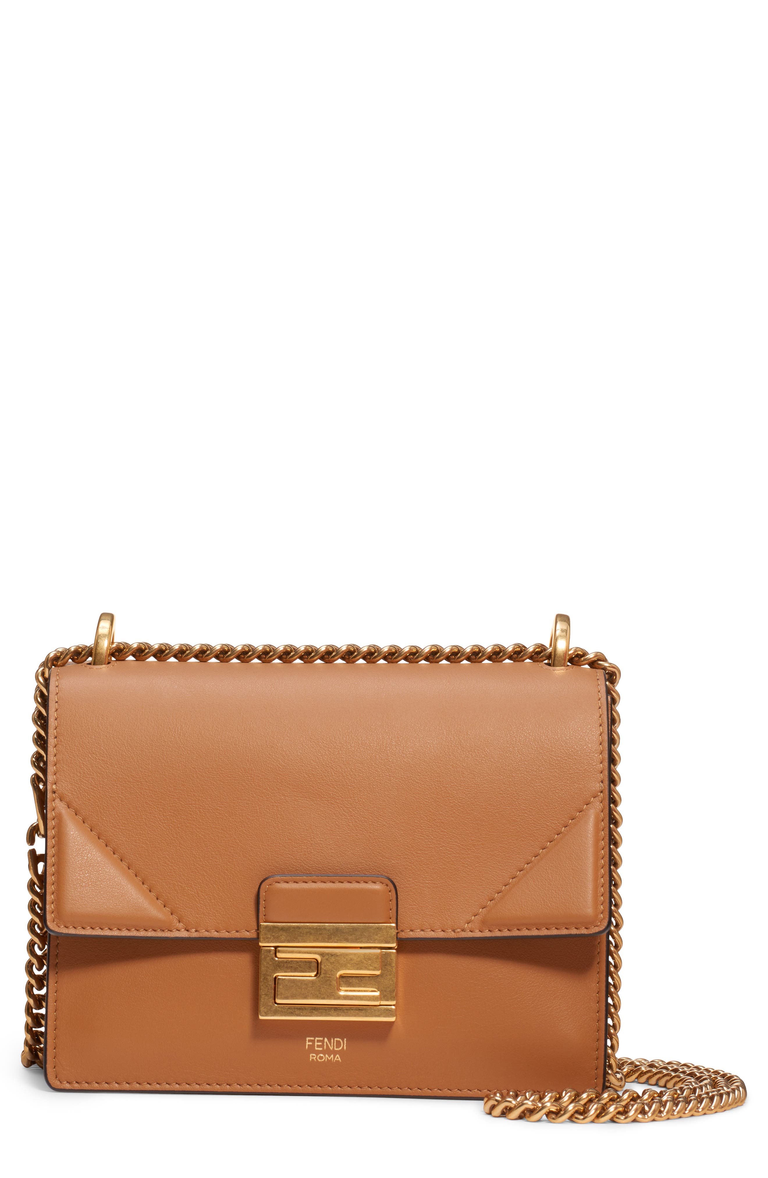 fendi kan i leather shoulder bag