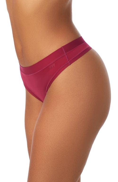 Shop Dkny Litewear Active Comfort Thong In Garnet