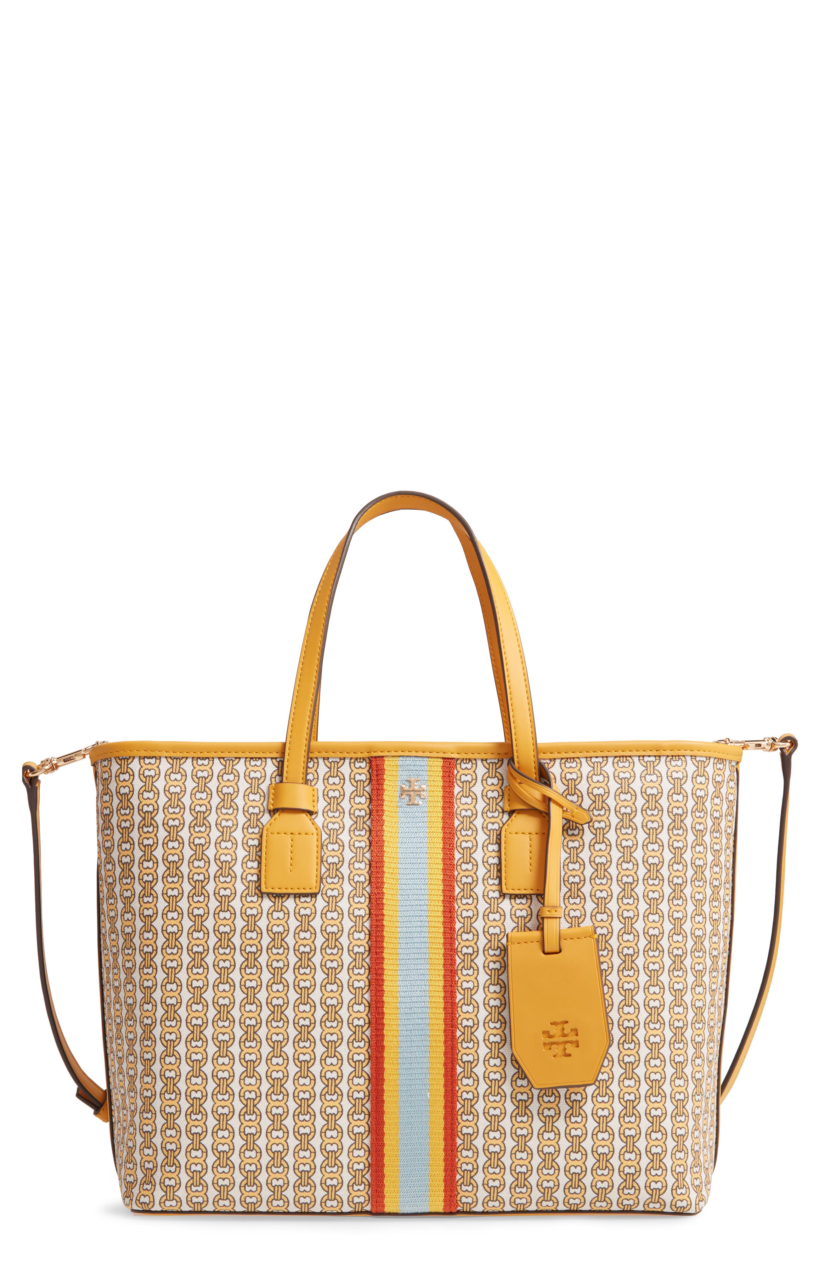 UPC 192485104950 product image for Tory Burch Small Gemini Link Coated Canvas Tote - Yellow | upcitemdb.com