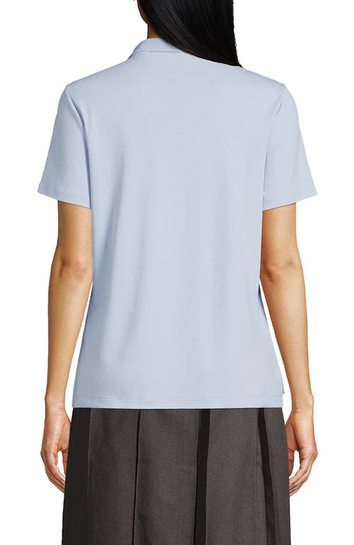 Lands' End School Uniform  Short Sleeve Feminine Fit Interlock Polo Shirt In Blue