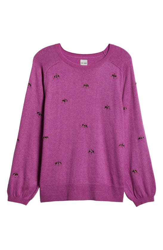 Nic + Zoe Hidden Gems Cotton Blend Sweater In Vivid Magenta