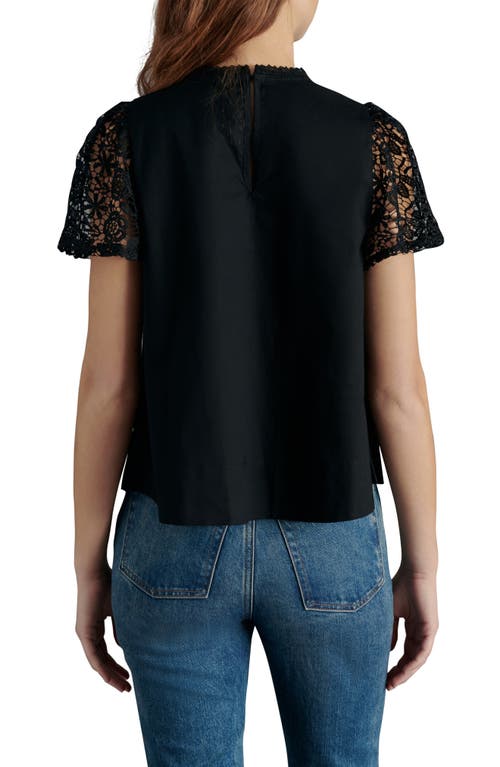 Shop Steve Madden Fraisa Floral Lace Illusion Cotton Top In Black