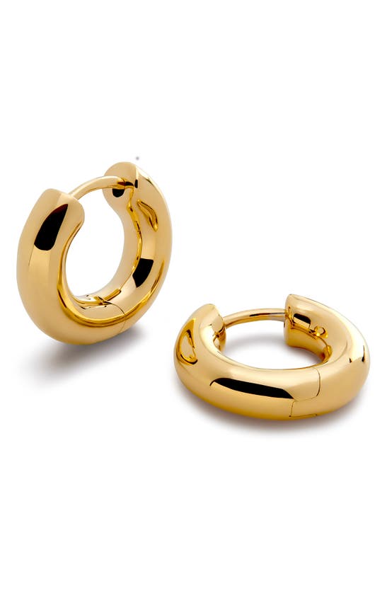 Shop Monica Vinader Essential Tube Huggie Hoop Earrings In 18ct Gold Vermeil