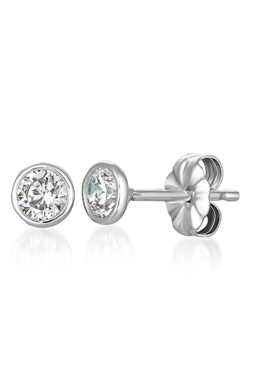 Crislu Cubic Zirconia Bezel Stud Earrings in Platinum