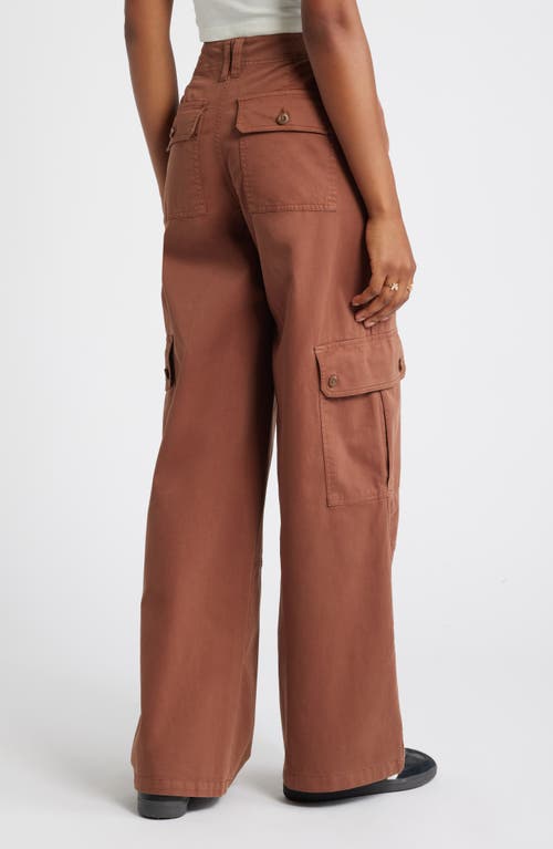 Shop Bp. Twill Wide Leg Cargo Pants In Brown Tiramisu