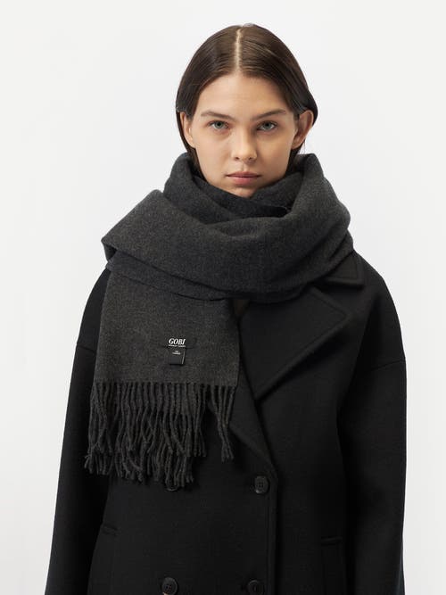 Gobi Cashmere Oversized Cashmere Woven Scarf In Charcoal