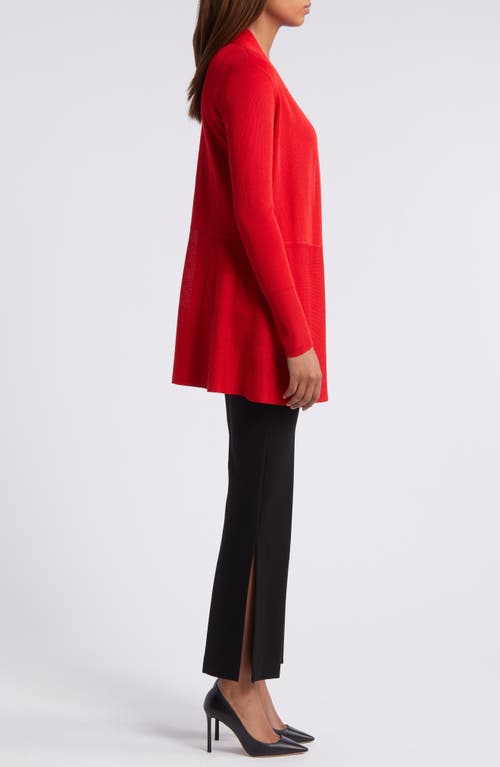 Shop Anne Klein Monterey Peplum Cardigan In Bright Crimson