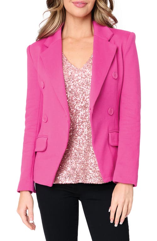 Shop Gibsonlook Double Breasted Cotton Blend Blazer In Neon Berry