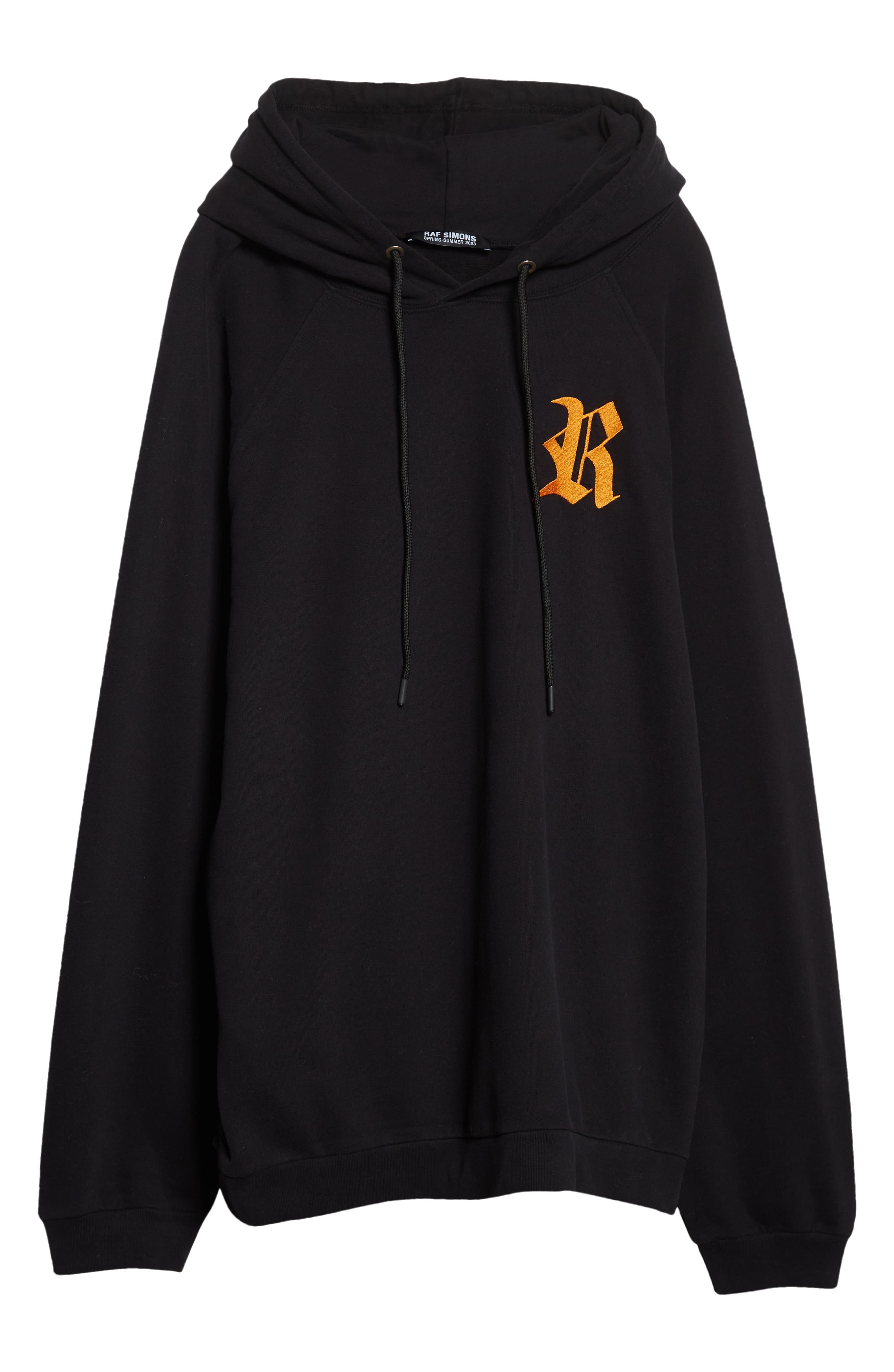 Raf Simons Embroidered 'R' Oversize Hoodie in Black-Orange 9935