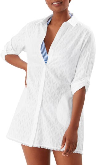 Compre Shirt Beach Cover Ups Women White Tunic Mini Dress Summer