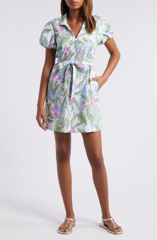 Shop Tommy Bahama Gulf Shore Floral Belted Seersucker Dress In White