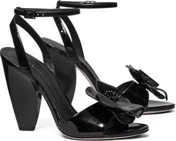 Tory Burch Women's Flower Heeled Sandal in Perfect Black, Size 9