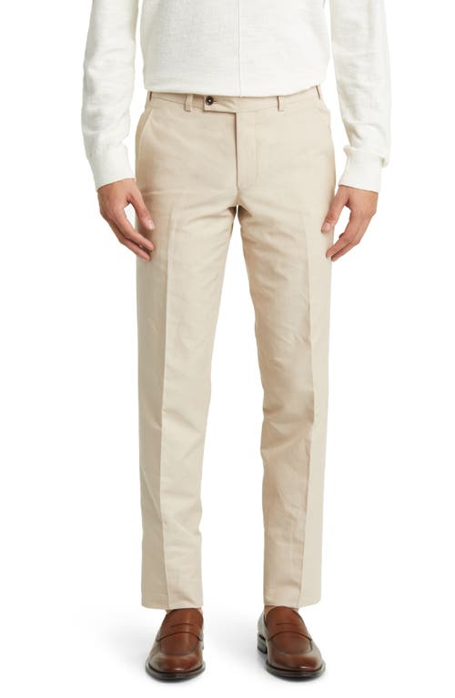 Ted Baker London Jerome Flat Front Linen & Cotton Dress Pants Tan at Nordstrom,