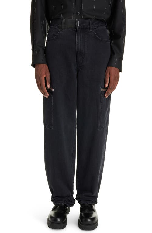 Givenchy Loose Fit 4G Logo Stretch Cargo Jeans Black at Nordstrom,