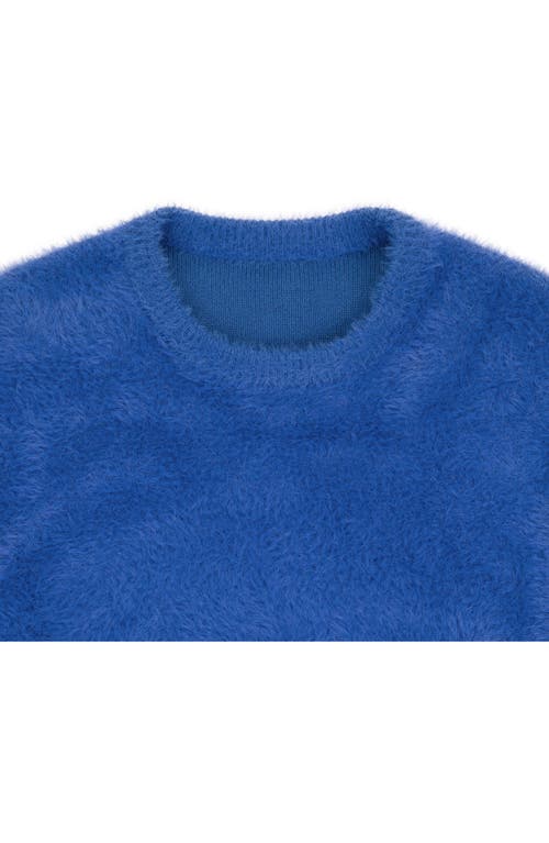 Shop Boiler Room Fuzzy Graphic Crewneck Sweater In Cobalt/blue