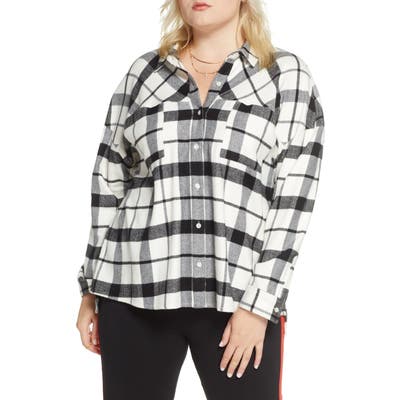 Plus Size Bp. X Claudia Sulewski Oversized Flannel Shirt, Ivory
