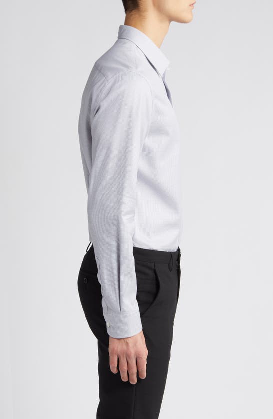 Shop Emporio Armani Micro Check Cotton Button-up Shirt In Grey