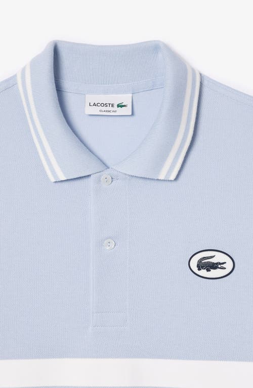 Shop Lacoste Classic Fit Stripe Piqué Knit Polo In Phoenix/farine