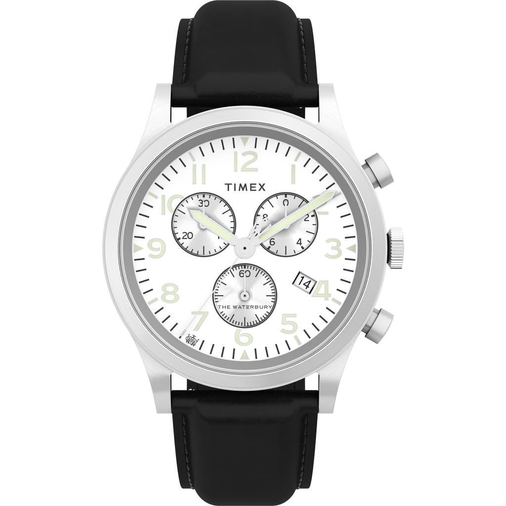 Timex Waterbury Traditional Chronograph Quartz Silver Dial Men's Watch Tw2w48100 In Black