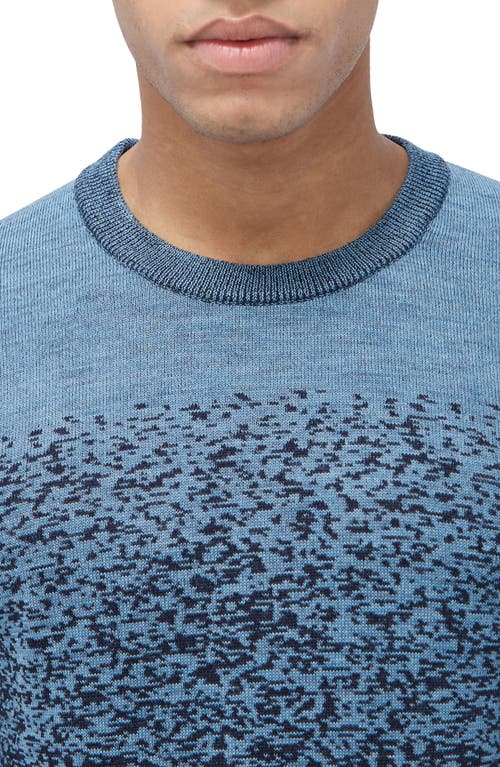 Shop Bugatchi Pattern Crewneck Merino Wool Sweater In Air Blue