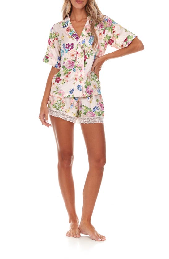FLORA NIKROOZ FLORA NIKROOZ SELENA FLORAL SATIN SHORT PAJAMAS