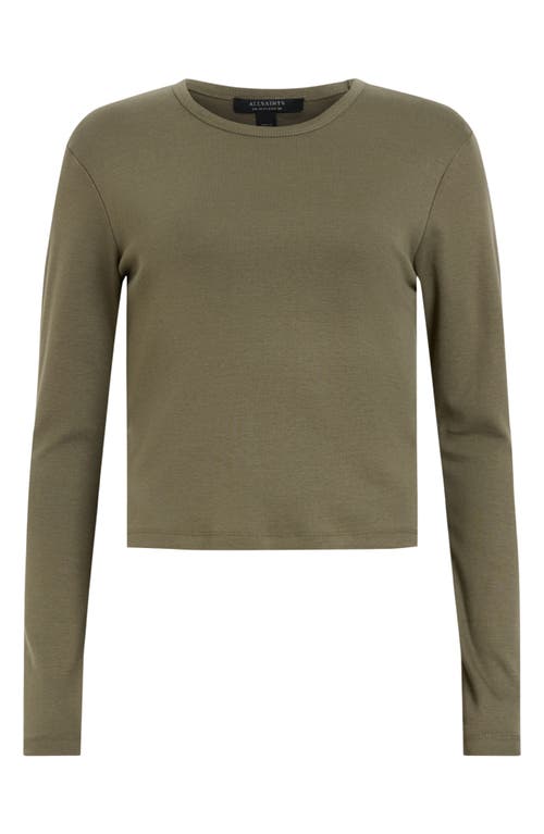 Shop Allsaints Stevie Long Sleeve Organic Cotton T-shirt In Tarmac Green