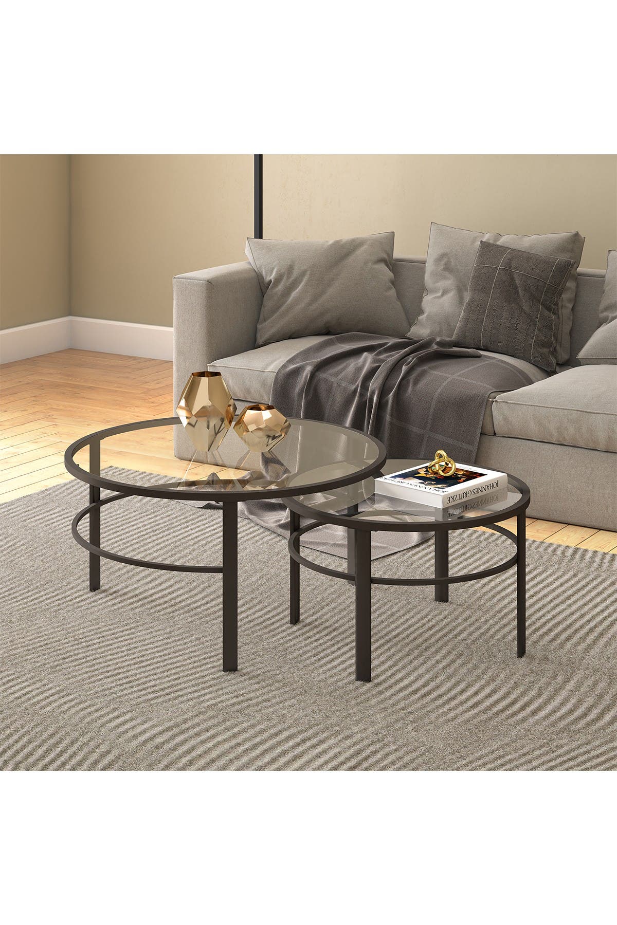 Addison And Lane Gaia Blackened Bronze Nesting Coffee Table Set In Rust/copper1