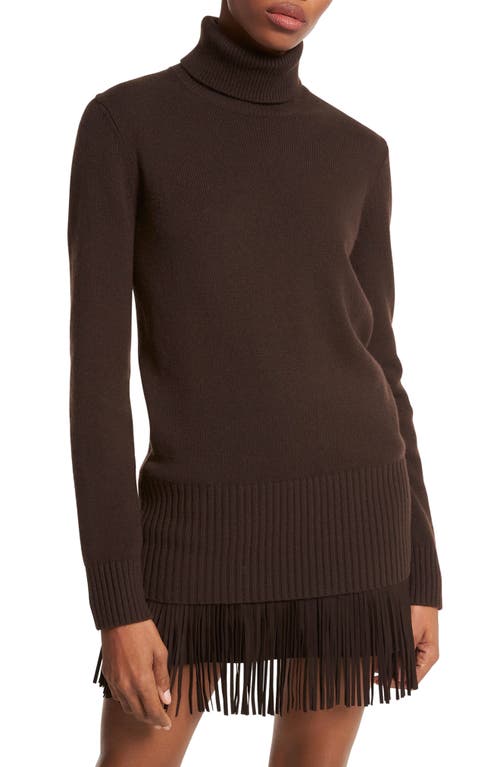 Michael Kors Collection Longline Cashmere Turtleneck Sweater in Chocolate at Nordstrom, Size Medium