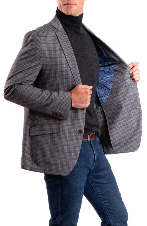 Savile Row Co Tan Plaid Knit Sport Coat In Grey Multi
