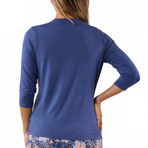 Uv Skinz 3/4 Sleeve V-neck R&r Tee In Washed Navy