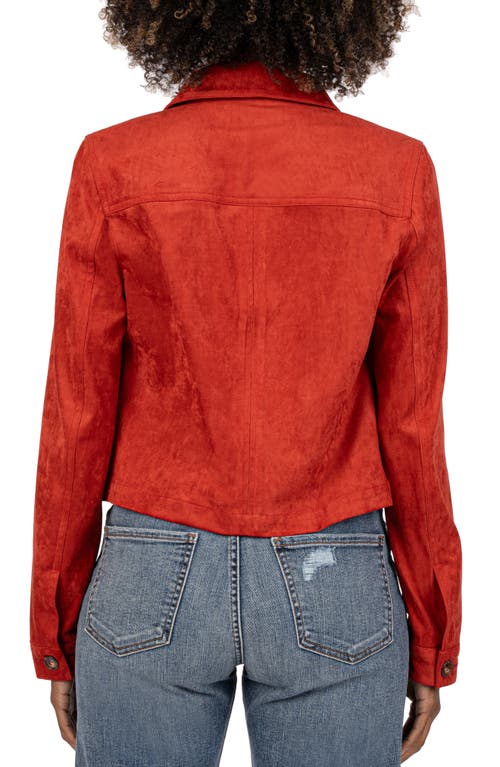 Shop Kut From The Kloth Matilda Crop Faux Suede Jacket In Red