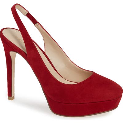 Pelle Moda Shadow Platform Pump, Red