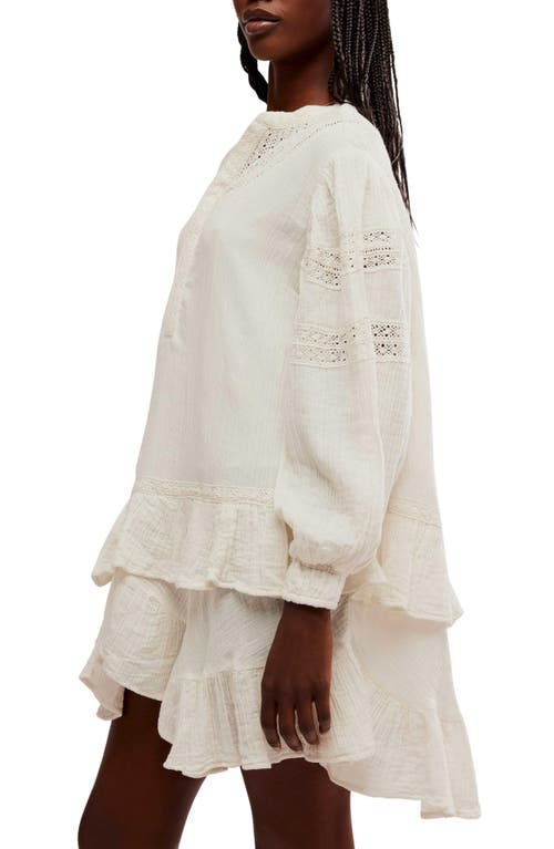 Shop Free People Sachi Long Sleeve Ruffle Minidress In Ivory