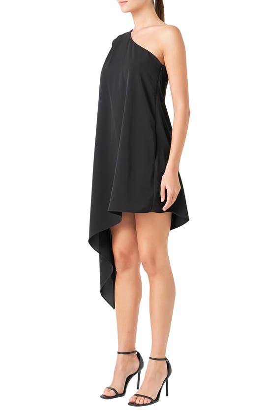 Shop Endless Rose One-shoulder Asymmetric Dress In Black