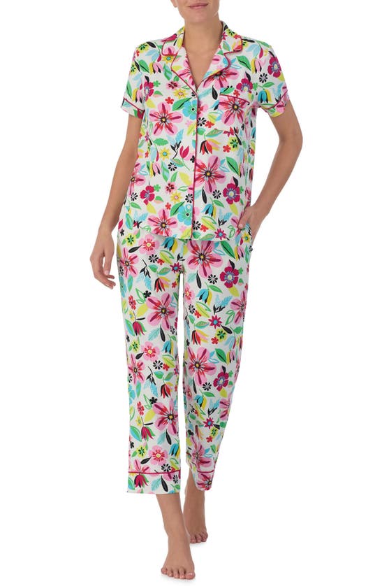 Shop Kate Spade Print Crop Pajamas In White Floral