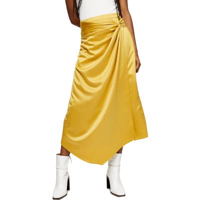 Topshop Satin Sarong Midi Skirt, US - Yellow