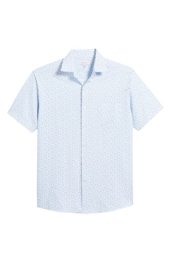 Shop Peter Millar Tee Club Performance Short Sleeve Button-up Shirt In Maritime