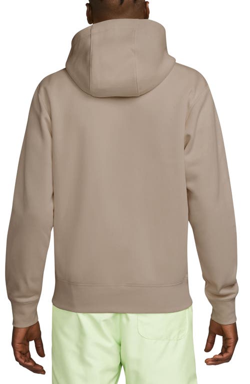 Shop Nike Club Zip-up Logo Hoodie In Khaki/khaki/white