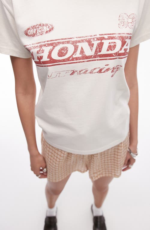 Shop Topshop Honda Racing Shrunken Graphic T-shirt In Ivory