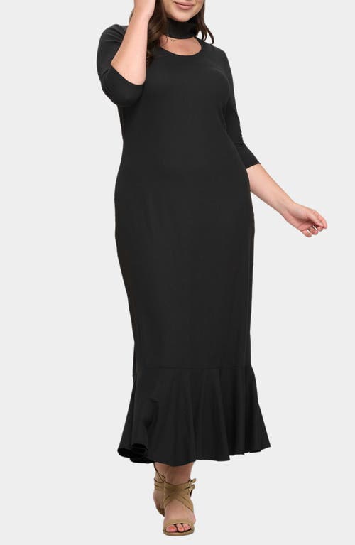L I V D Nicole Cutout Turtleneck Rib Maxi Dress In Black