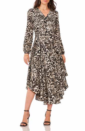 Vince Camuto Women's Leopard Print Tiered Ruffle Dress