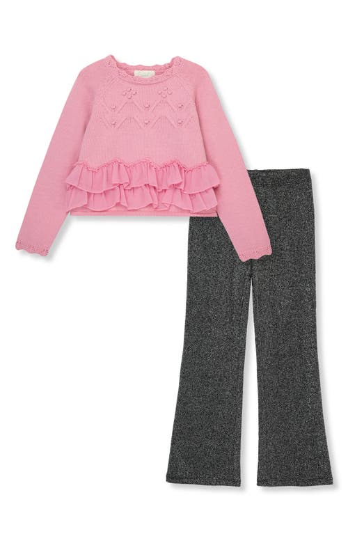 Peek Aren'T You Curious Kids' Crinkle Ruffle Sweater & Pants Set in Rose 