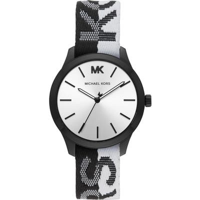 Michael Michael Kors Runway Logo Nylon Strap Watch,